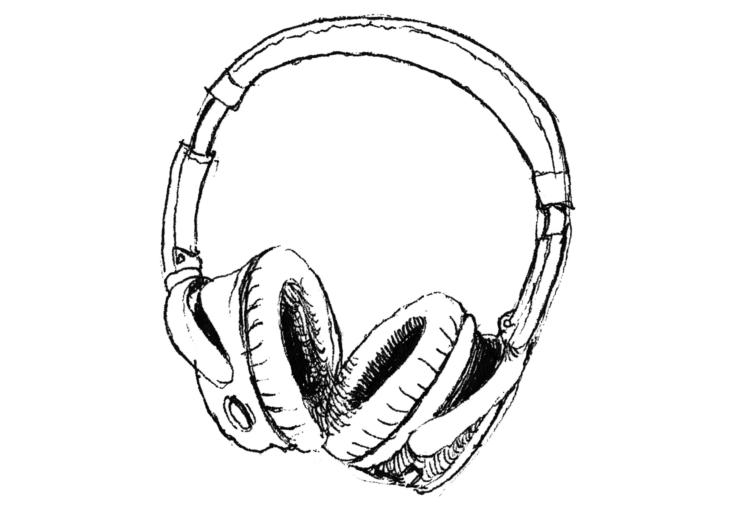 Sketch of a set of Bose QC53-II headphones.