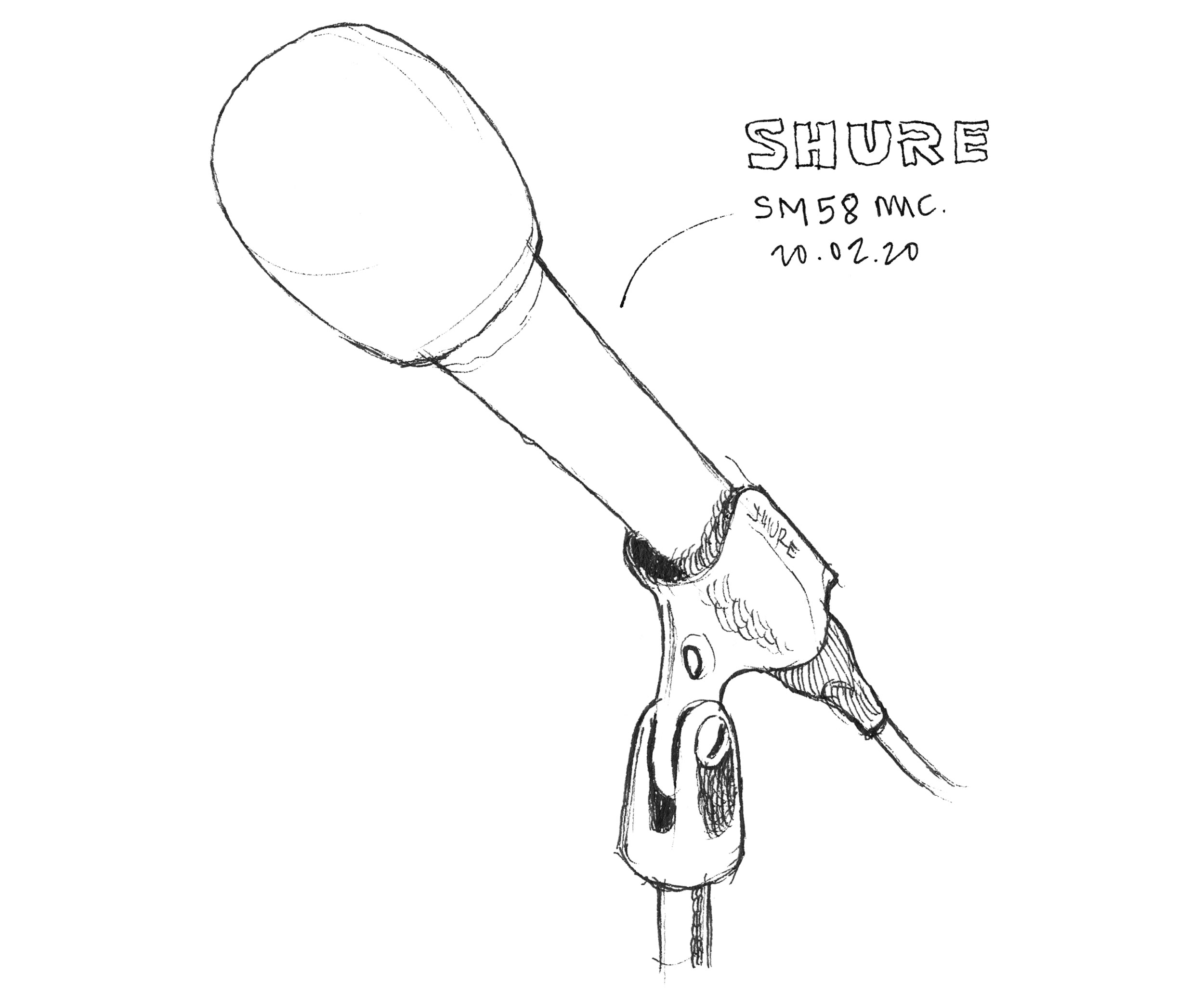 Sketch of a Shure SM58-LC microphone.