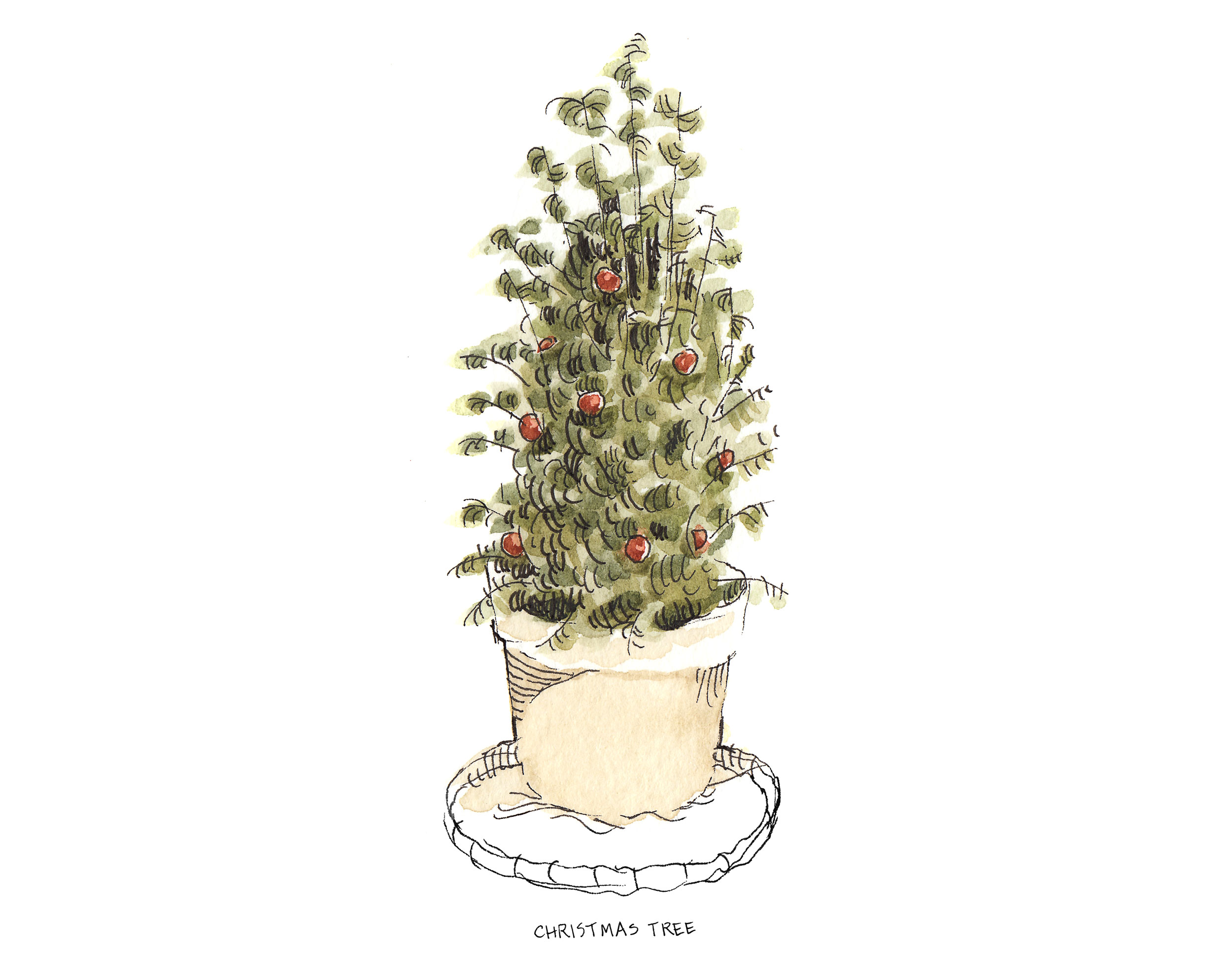 Sketch of a Christmas tree.