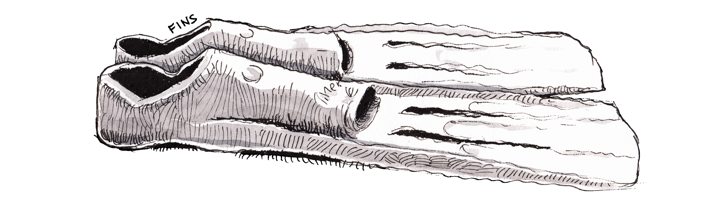 Sketch of diving fins.