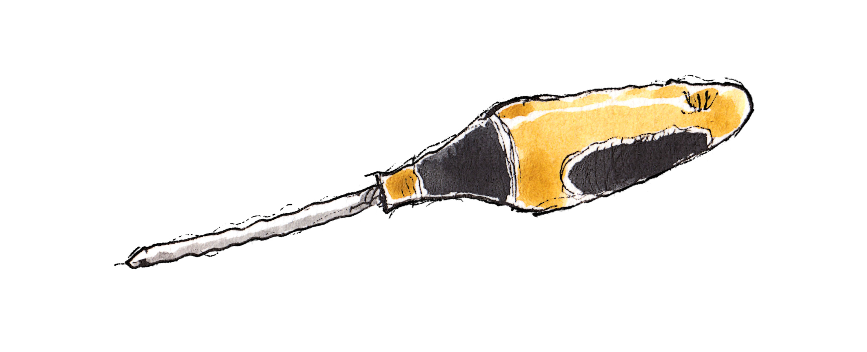 Sketch of a black and yellow screwdriver.