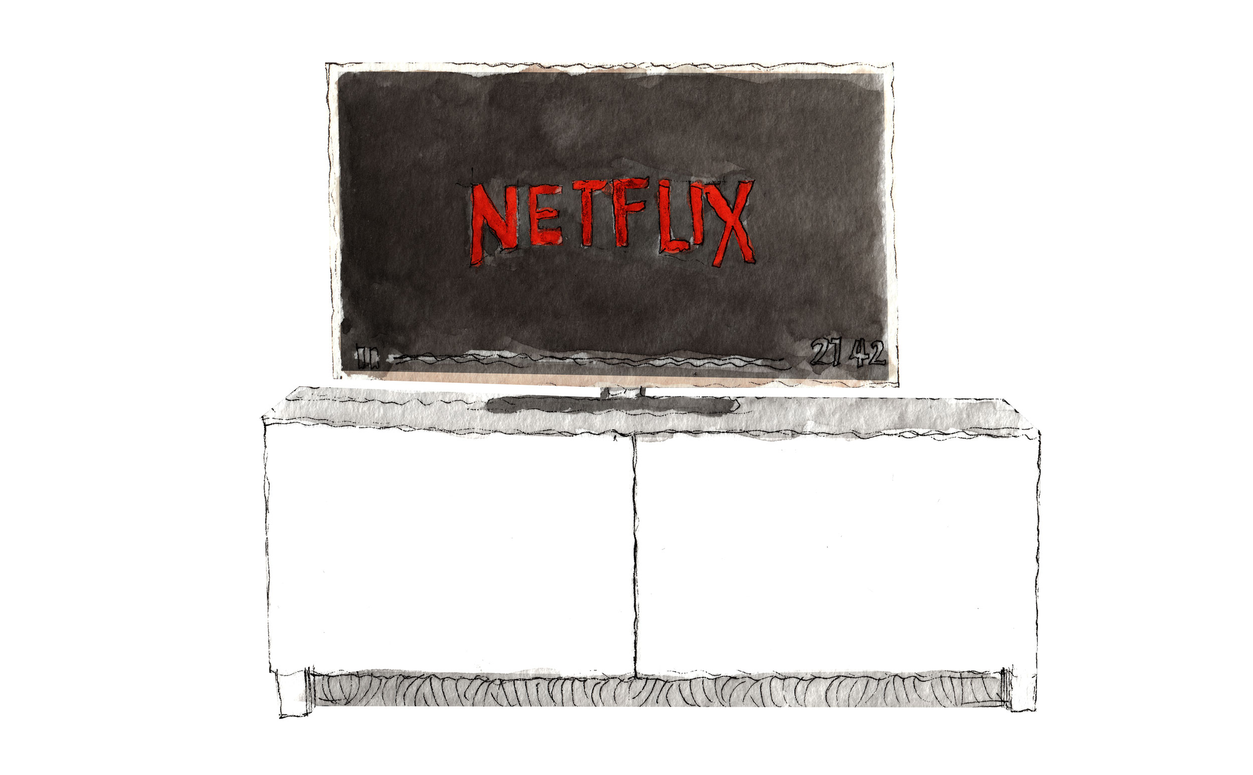Sketch of a smart TV playing Netflix.
